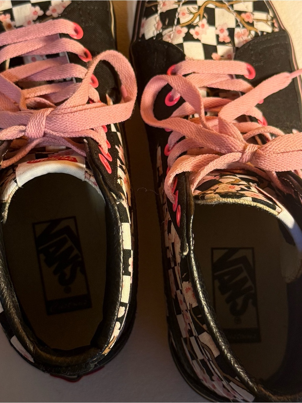 Vans sk8-hi Pink cherry blossom black Checkerboard custom High-Top Sneakers - Picture 7 of 8